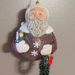 Vintage David DeCamp Ball Santa With Wreath 7" New
